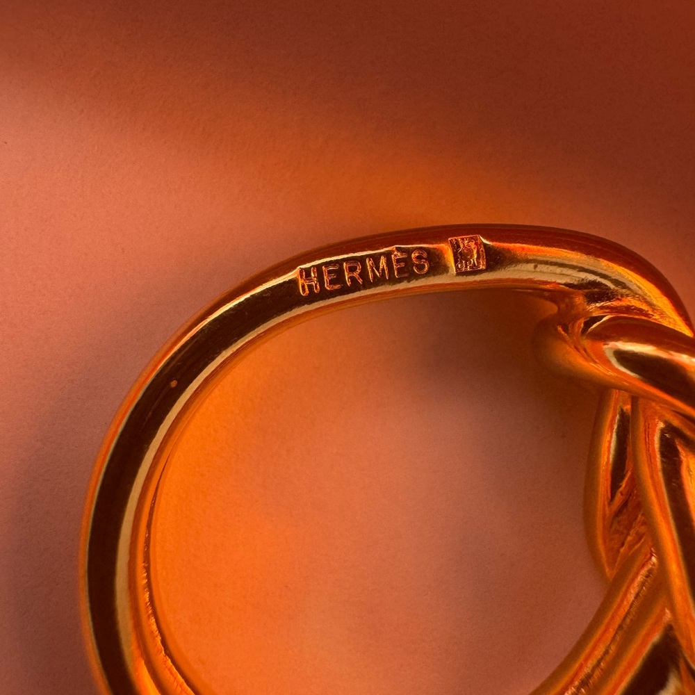 Hermès Gold Enchaînée Scarf Ring with Box and bag Chaîne d’Ancre scarf ring - Picture 5 of 14